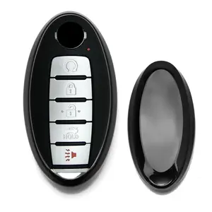 iJDMTOY Chrome Finish Black TPU Key Fob Protective Cover Case For Nissan Infiniti Oval Shape 2/3/4/5 Buttons Smart Key