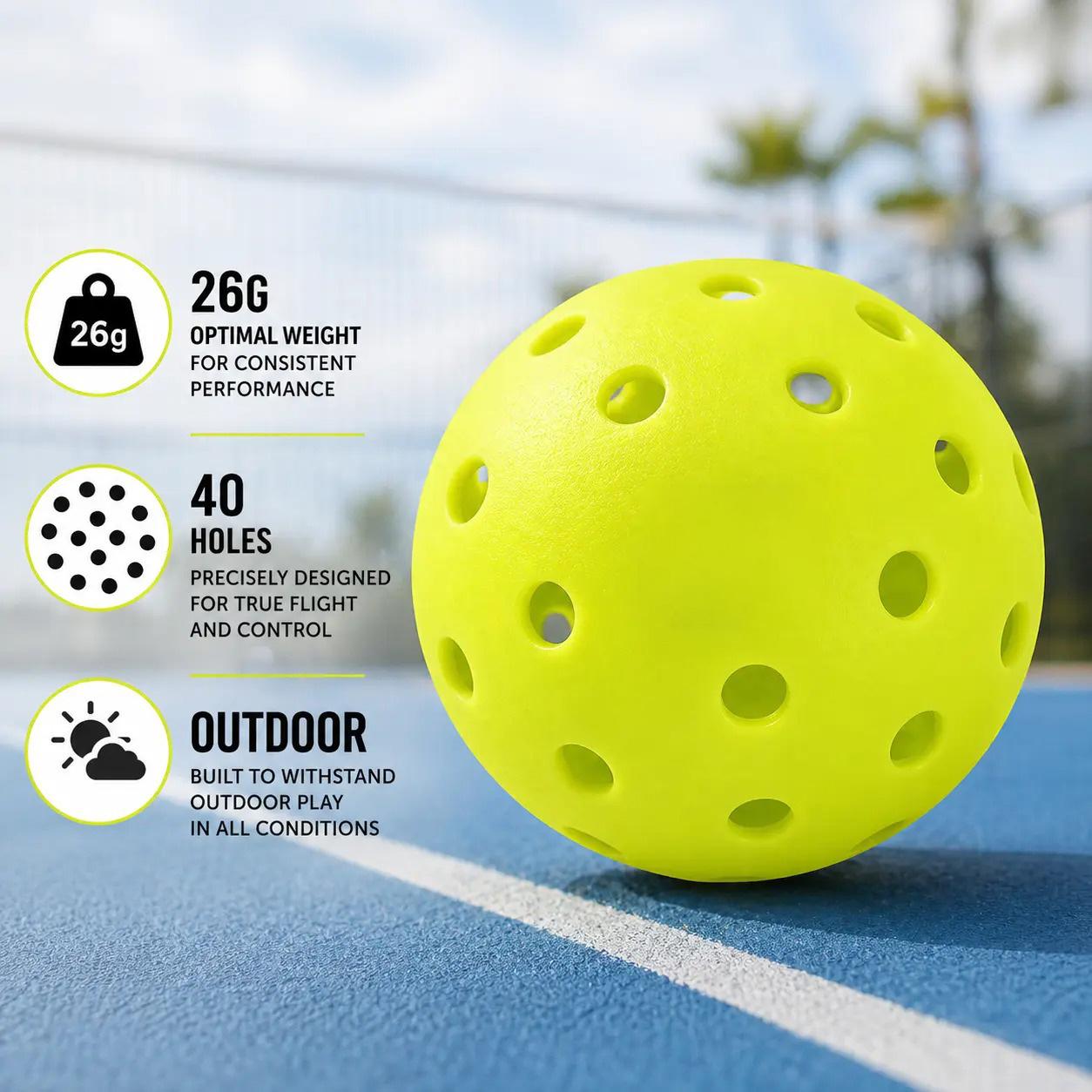 5PCS Outdoor Pickleball Balls Set, 40 Hole High Bounce Pickleballs for Beginners & Pros, Durable TPE Training Balls for Indoor Outdoor Court Games, Multi Color Sports Accessories for Practice & Competition