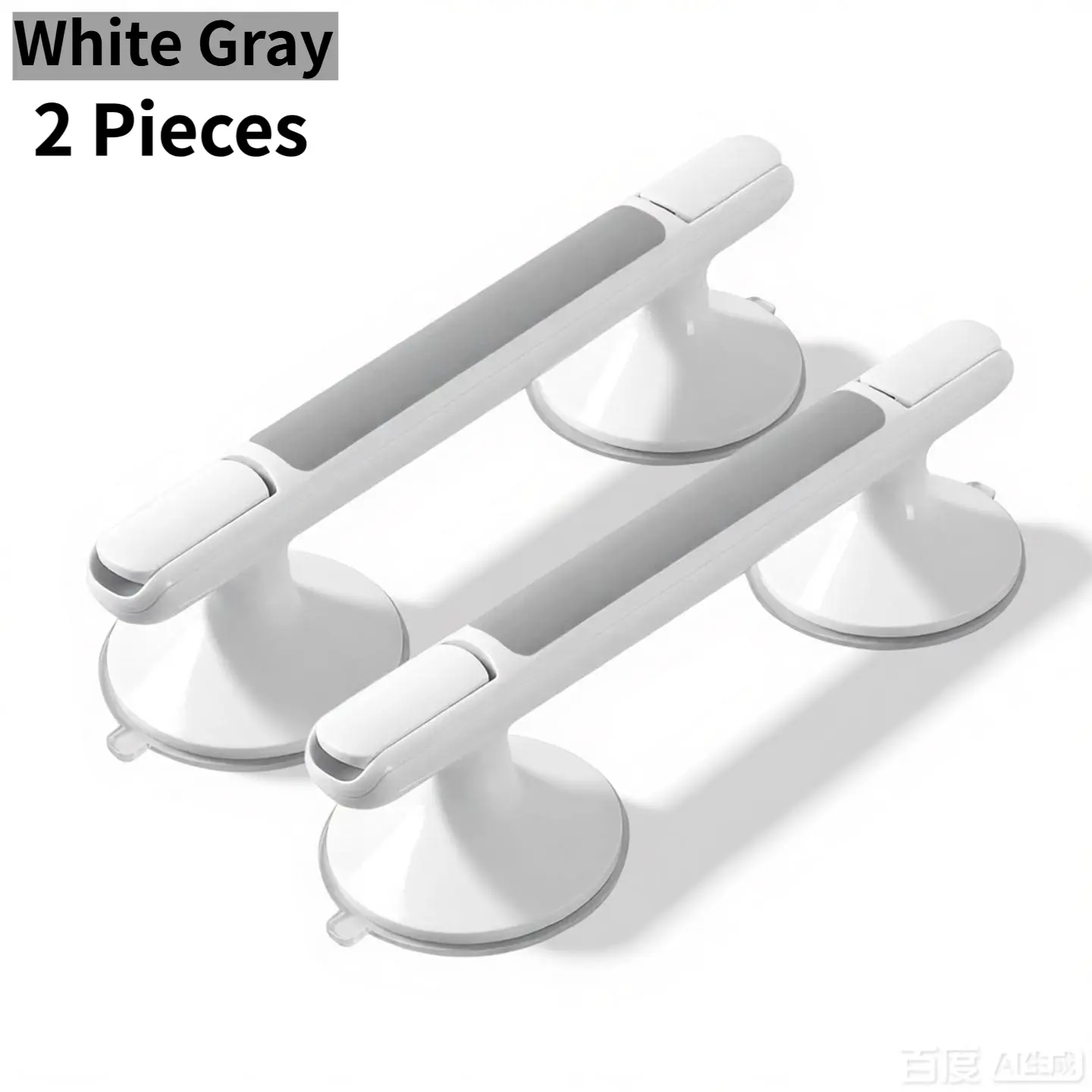 2Pcs Suction Safety Grab Bar No Punch Bathroom Handrail Non Slip Shower Support Handle Reusable Wall Suction Grip Bar For Home Toilet Bathtub Elderly Kids Household Use White Gray