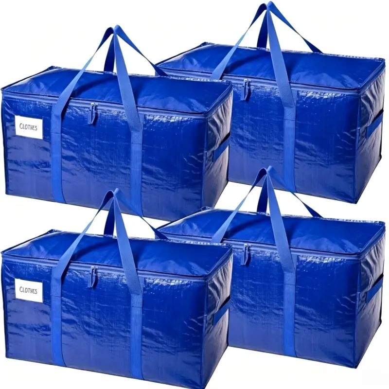 Heavy Duty 50 lb Capacity Oversized Moving Bag - Durable Waterproof & Puncture-Resistant Polypropylene Storage for Bag with Sturdy Handles & Zipper Closure, Trunks