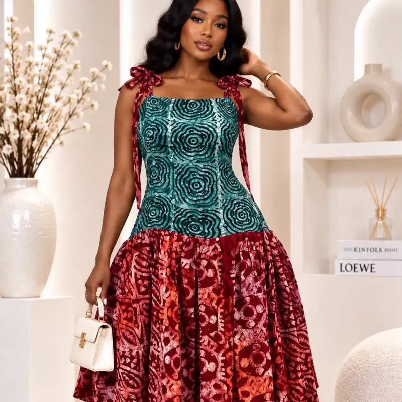 Mofe Statement Ankara Shirt Dress – Purple African Print Button‑Down Midi Dress