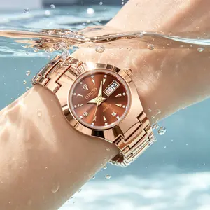 Women's Luxury Dainty Vintage Square/Round Small Watches Waterproof Stainless Steel Analog Women's Watches with Day and Date Fashion Dress Watch Easy-to-Read Women's Watch