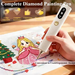 Wireless Electric Diamond Painting Pen, Cordless Rechargeable 2-Speed Suction Vibration Drill Pen, Lightweight Ergonomic Labor-Saving Dotting Tool, Ergonomic Design, Wax Pen Alternative, No Sticky Hands DIY Craft Supplies, Adult Relaxation Therapy