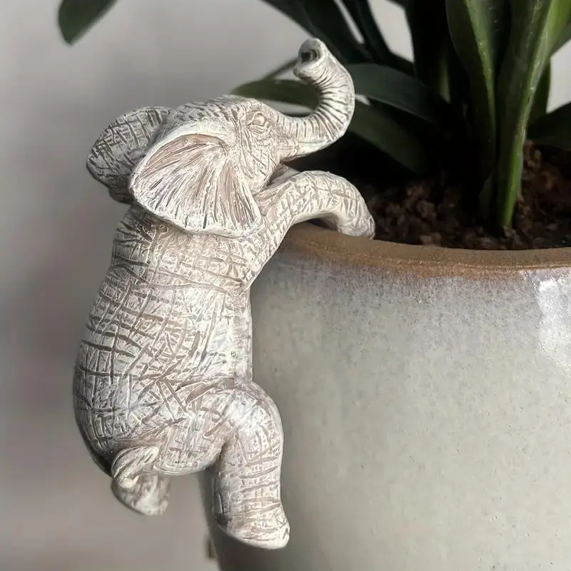 Elephant Design Flower Pot, Cute Elephant Hanging Flower Pot, Home Balcony Garden Animal Decoration Sculpture, Room Decoration, Aesthetic Room Decor