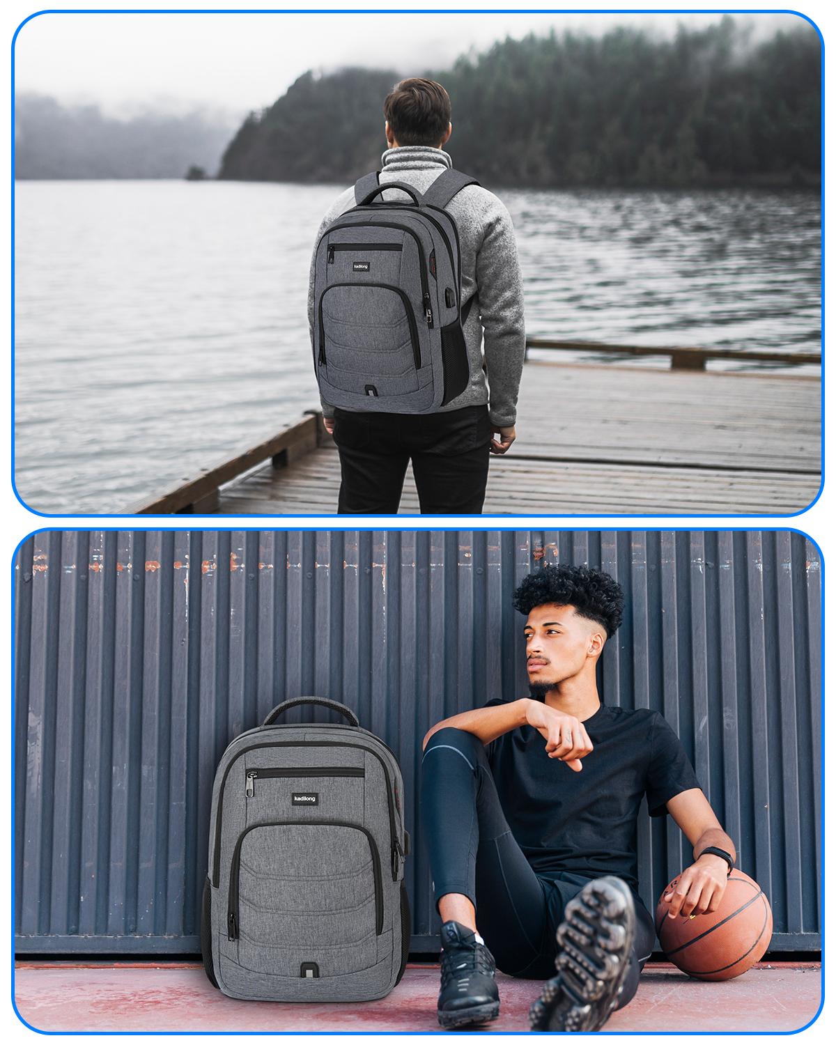 kadilong 15 Inch Large Anti-theft Laptop Backpack with USB Charging Port, Headphone Jack & Password Lock, Water Resistant Backpack for Students, Working Adults, School, Work & Travel