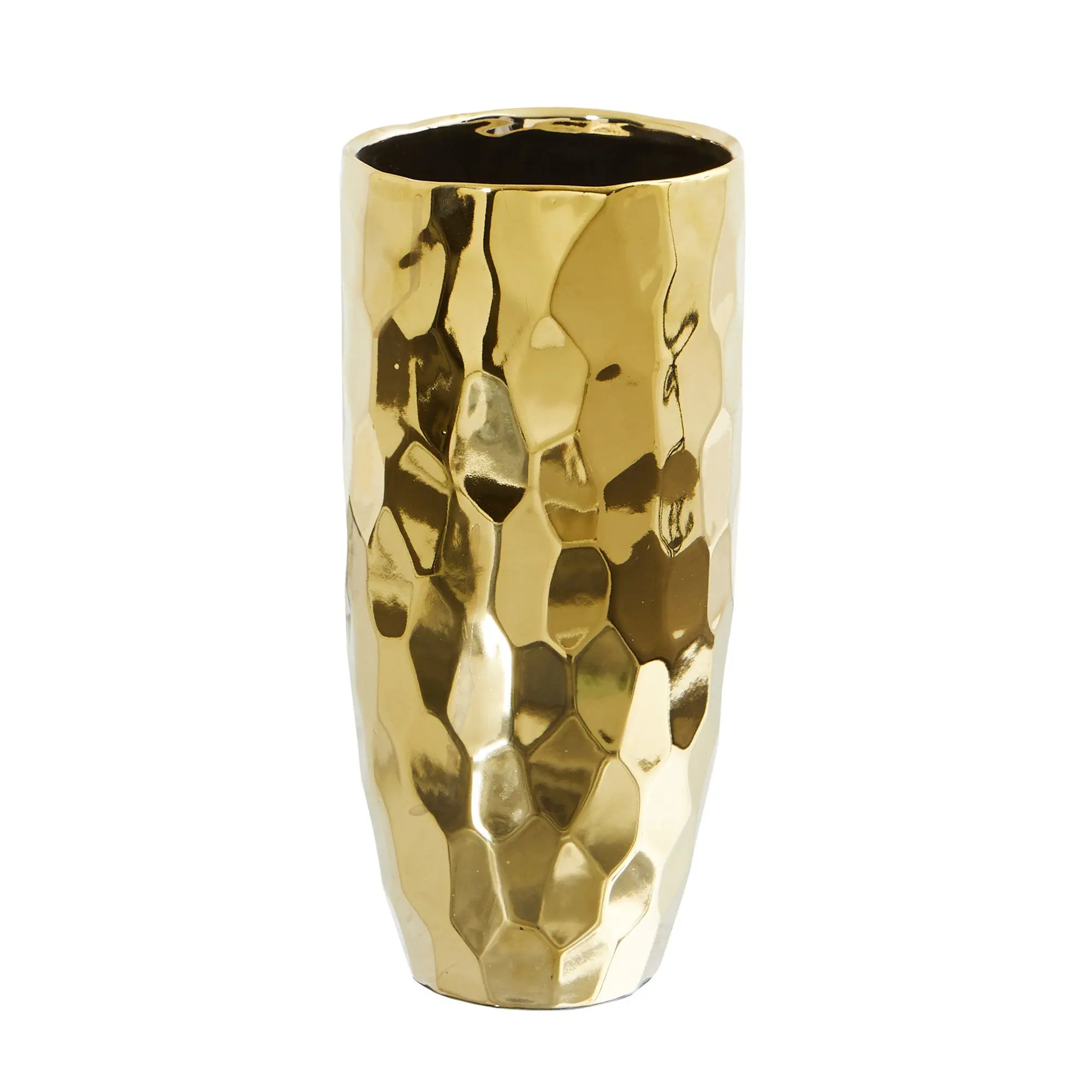 10 In Gold Cylindrical Designer Vase - Hollywood Glam Home Accessory, Standing Centerpiece for Flowers, Gold Vases 10 In Gold Cylindrical Designer Vase - Hollywood Glam Home Accessory, Standing Centerpiece for Flowers, Gold Vases