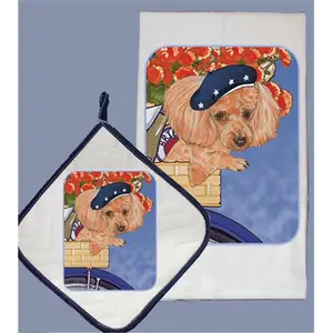 Pipsqueak Productions  Poodle Toy Dish Towel And Pot Holder Set