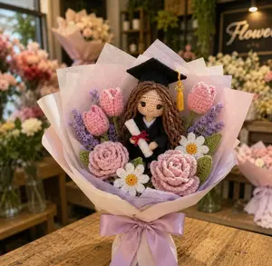 Handmade Amigurumi Crochet Graduation Bouquet Doll - Festive Party Gift, Keepsake for Graduates