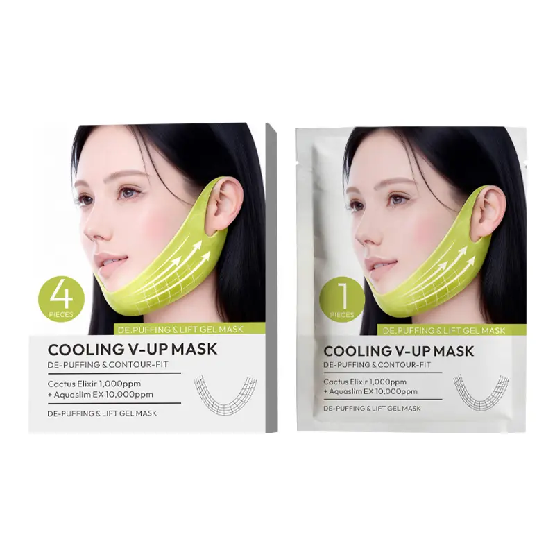 4PCS Cooling V-Up Gel Mask - Deep De-Puffing, Contour-Fit Design for Instant Jaw Lift, Reducing Facial Puffiness, Moisturizing, All Skin Types, Mother's Day Gift