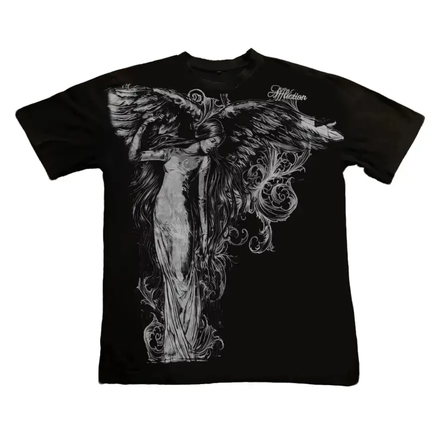 Y2K Gothic Graphic T-Shirt, Skull Cross Streetwear Tee, Grunge Aesthetic Apparel, Alt Fashion Top, Crew Neck, Short Sleeve, Cotton, Men Women Top