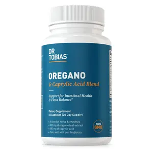 Dr. Tobias Oregano & Caprylic Acid Blend - 60 Capsules for Intestinal Health & Flora Balance - Non-GMO Healthcare Supplement