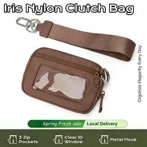 TikTok Viral All Season Use Zipper Purse for Women | Iris & Rainbow 2nd Gen Iris Wallet Original Nylon Tote Bag | Stylish Everyday Carry Essential with 3 Zip Pockets, Clear ID Window, Metal Hook