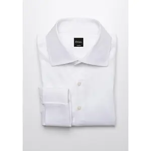 Egyptian White Self Structured Shirt - French Cuffs