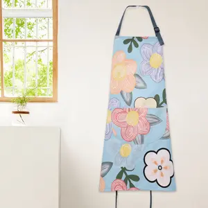 Set of 2 Kitchen Apron, Women's Adjustable Floral Apron Chef Baker Apron with Large Pockets Flower Cooking Apron, for Cooking Baking Gardening Salon Kitchen Accessories