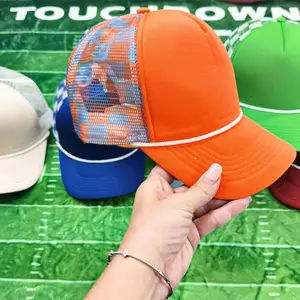 Orange & Blue Checkered Foam Trucker Hat