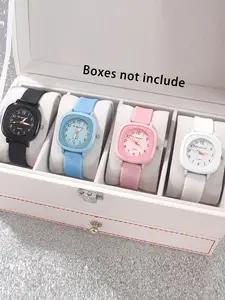 4-piece/set milk candy color children's watch for female students, simple temperament, Japanese cute soft girl, little fresh girl quartz watch