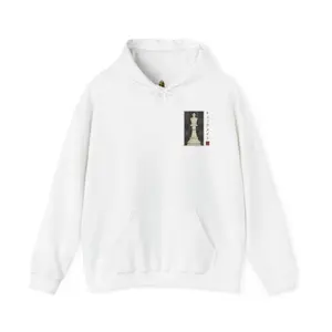 Men's Chess King Graphic Hoodie Tops - Casual, Smooth Kangaroo Pocket Fabric, Minimalist Chessboard Art, Abstract Pawn Design