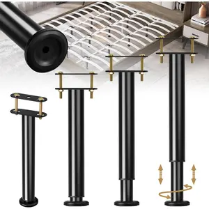 Metal Bed Frame Support , 7-12.6 Inch Adjustable Height Bed Support , Bed  Replacement  for for  , Under Bed Support Slat Reinforcement Kits, Bed Frame Center Support 4 Pack