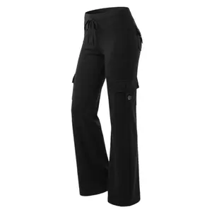 Women's Wide Leg Yoga Pants with Pockets Stretchy Cargo Work Dress Pants High Waisted Travel Scrub Trousers