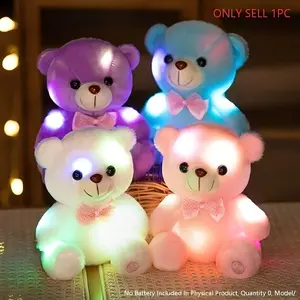 Cute Glowing Teddy Bear Plush Toy, Colorful Light-Up Bear Stuffed Animal, Perfect Gift for Valentine's Day, Birthday, Christmas Decorations, Soft Cuddly Gift, Soft Adorable Stuffed