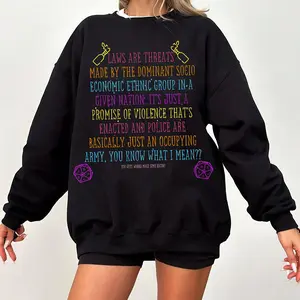 Laws Are Threats Sweater, Dimension 20 Sweatshirt , DnD Jumper Brennan Lee Mulligan D&D Anti-Establishment Quote Sweatshirt