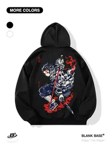 Demon Slayer Tanjiro Kamado Rengoku Sword Print Hoodie, Loose Fit Casual Sweatshirt with Pocket, Unisex Breathable Sportswear