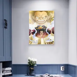 Anime One Piece Poster Luffy HD Print Canvas Painting Wall Art For Living Room Bedroom Office Decor 24x32inch, With Frame