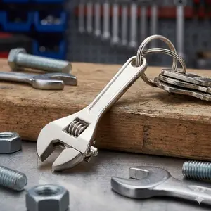 Industrial Style Metal Keychain, Mechanic Wrench Keyring, Creative Tool Key Holder, Automotive Repair Theme Key Ring, Heavy Duty Hardware Tool Design Keychain, Metal Key Accessories for Men