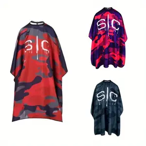 Camo Print Hair Cape, 1 Count Adjustable Haircut Apron, Durable Easy-Clean Fabric with Neck Strap & Side Ties, Professional Barber Accessories