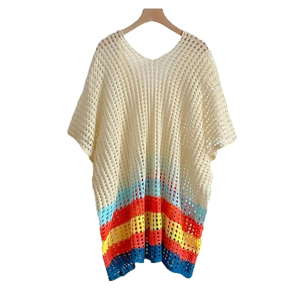 V neck Hoodie   Beige