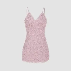 Cider [size 0-10]  V-neck Backless Feather Mini Dress