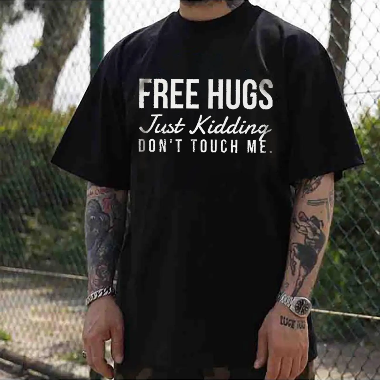 Free Hugs Just Kidding Don’t Touch Me Tee