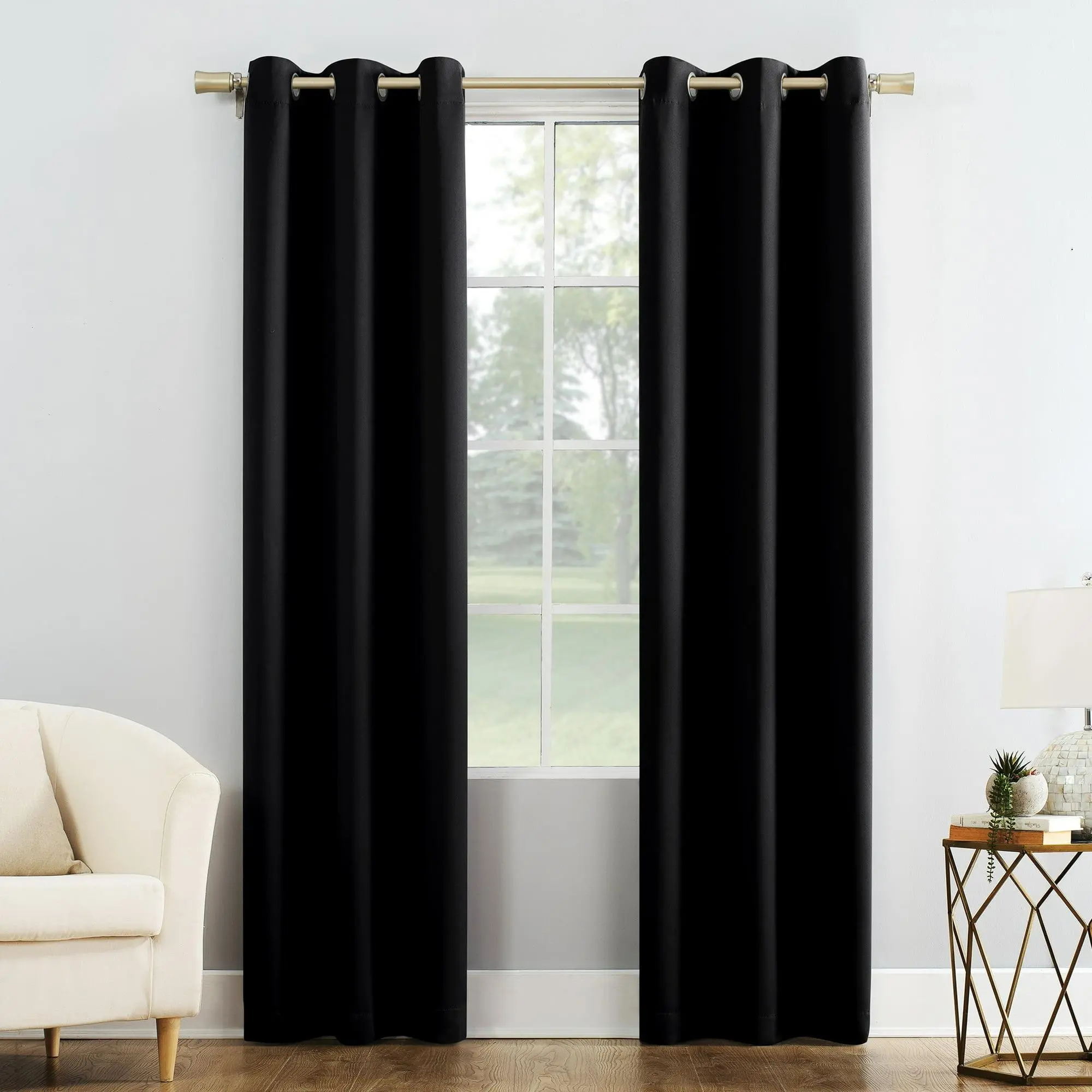 Grommet Top Blackout Window Panel Black 40 W x 84 L Heavy Curtain for Home Decor