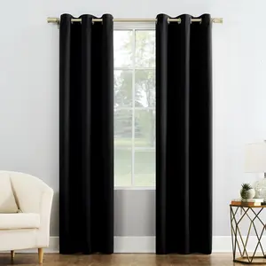 Grommet Top Blackout Window Panel Black 40 W x 84 L Heavy Curtain for Home Decor