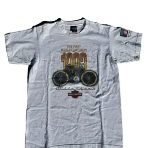 Harley Davidson Vintage T-Shirt Sz. L - Grey with Graphic Design, Short Sleeve, Classic Style for Men - Menswear, Top
