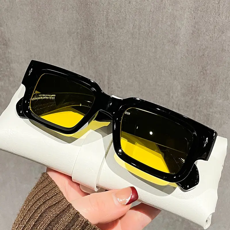 New Millennium Style Turquoise Gray Frame Sunglasses Fashion Square Frame Wearable Sunglasses Unisex Large Frame Glasses for Outings Classic Shades