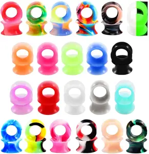 22Pairs Soft Silicone Ear Gauges Plugs Double Flared Tunnels Flexible Ear Piercing Stretchers Colorful Set 2g-5/8