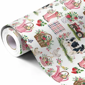 Farm Animal Gift Wrapping Paper, Cute Animal Pattern, 10m/5m, 43cm Width, Ideal for Dog Birthday Parties, DIY Party Supplies