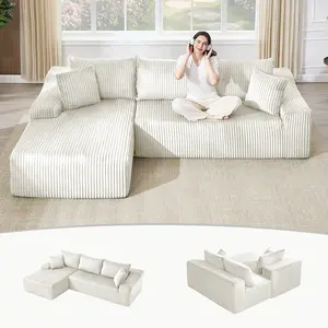 Tbfit 108" Cloud Modular Sectional Sofa - Cloud-Soft, Configurable, Extra-Deep Design, Cloud-Soft Sofa Sets, Configurable Sofa Sets