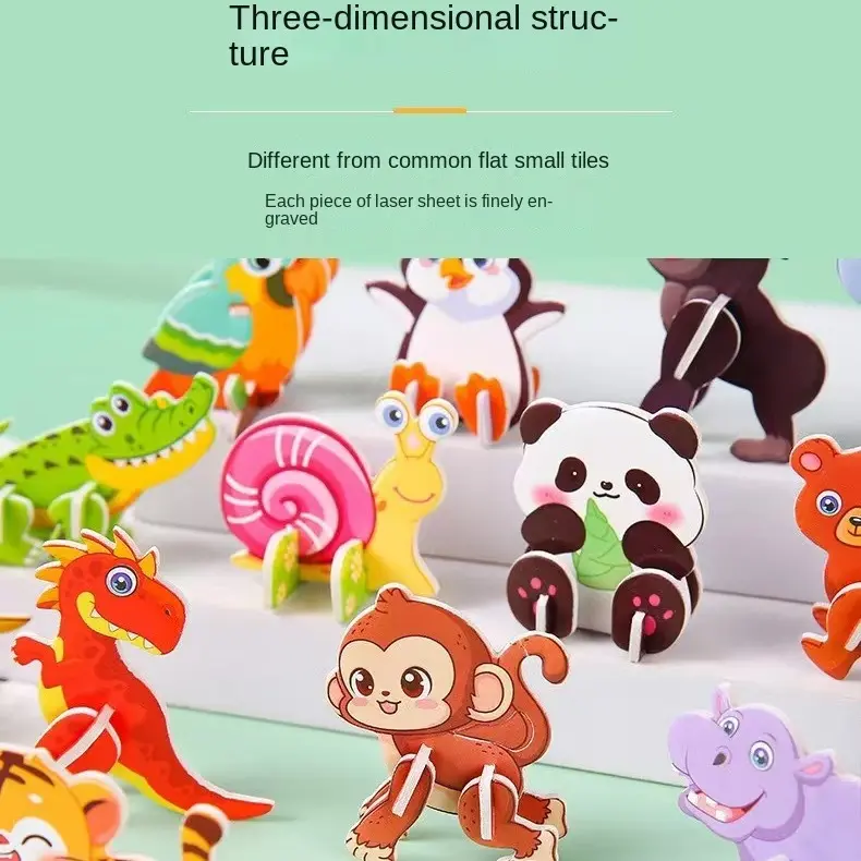 3D three-dimensional puzzle kid's creative animal insect dinosaur DIY handmade   Kid's educational toys Crafts  Gifts for Kid's Durable