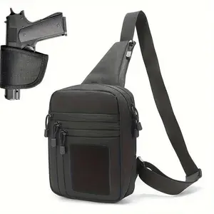 Tactical Crossbody Sling Bag for Handgun Concealed Carry (CCW) - Durable Black Chest Pack with Multiple Compartments, Adjustable Sling, Ergonomic Design for Hunting, Outdoor Activities, Gun Accessories Storage