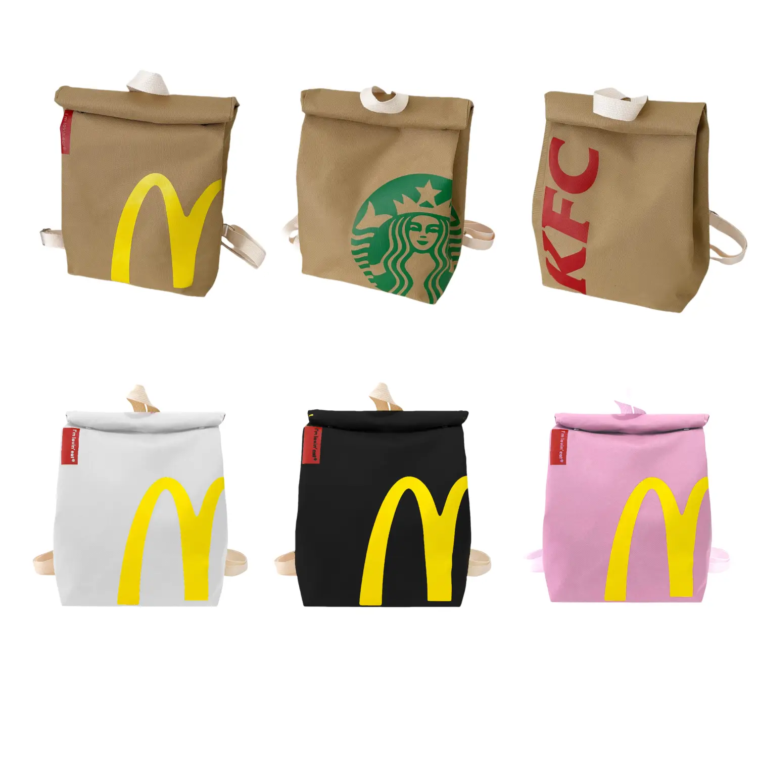 Fashion McDonald's Backpack with Unique Letter Print Starbucks Bag, Comfortable KFC Shoulder Bag for Students, Perfect School Accessory