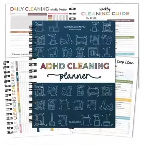 ADHD-Friendly Cleaning Planner Notebook, Weekly Guide, Adult Daily Weekly Monthly House Cleaning Checklist, Lazy Home Organization & Tidying Journal, End Housework Procrastination, 4 Colors Available, A4 Size