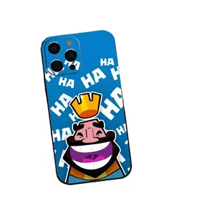 Liquid silicone phone case with Clash Royale game design, compatible with iPhone 17, 16, 15, 14, 13, and 12 models, made of black soft silicone.