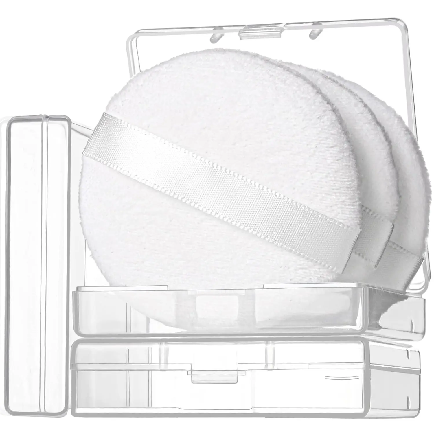 3pcs Setting Powder Puffs (2.36 in) - Soft Makeup Sponge Applicators for Loose & Pressed Powder, Face Tools With Cases, Facial Sponges