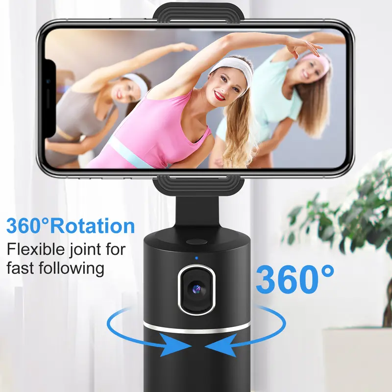 auto Face Tracking Tripod, Mother's Day Gift,No App Required, 360° Rotation Face Body Phone Camera Mount Smart Shooting Phone Tracking Holder for Live Vlog Streaming Video, Rechargeable Battery Accessories Selfie 3