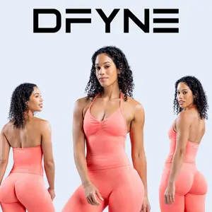DFYNE Impact Longline Strappy Top – Seamless Sculpting Activewear Tank for Women Workout Bras Sports Bras
