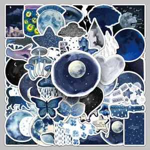 50pcs rainy night cartoon small fresh graffiti personality trend stickers diy storage box mobile phone case desktop waterproof stickers