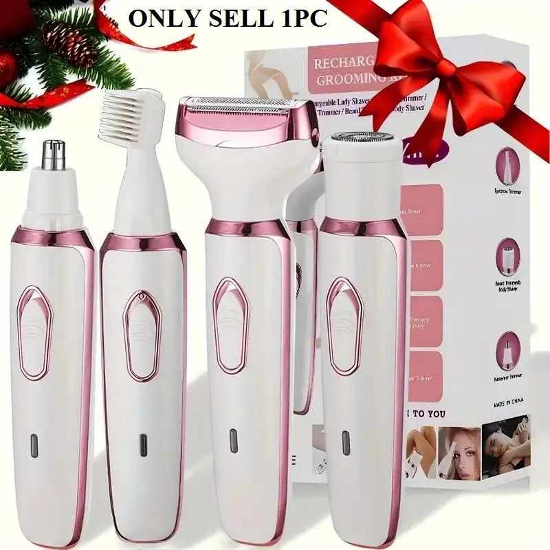 4 in 1 Electric Shaver, Portable Rechargeable Travel Shaver Electric Hair Removal Tool, Multifunctional Electric Hair Removal Tool for Women, Cordless Body Shaver