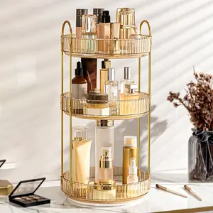 360° Rotating Transparent Acrylic Cosmetic Organizer Boxes - Large Capacity, Multi-Layer with Lipstick Holder, for Bathroom Vanity, Birthday Gift for Girlfriend
